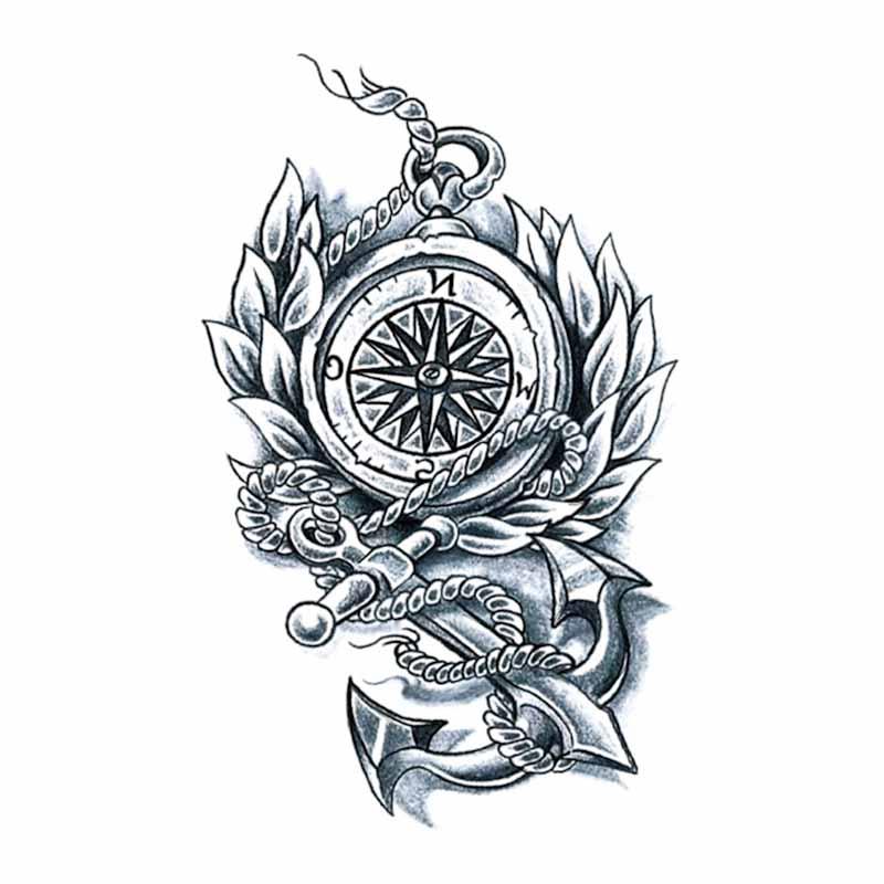 Anchor and outlet compass tattoo