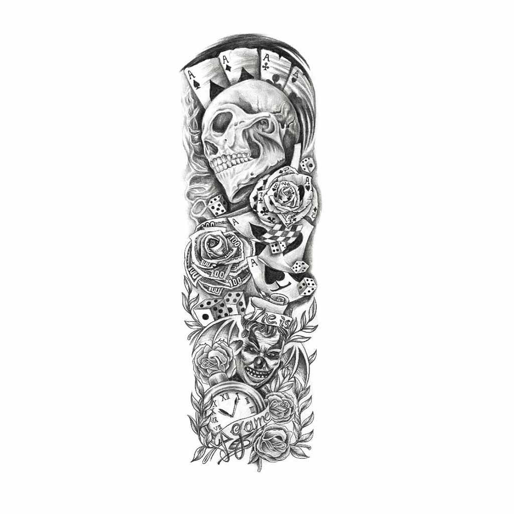gambling sleeve tattoo stencil