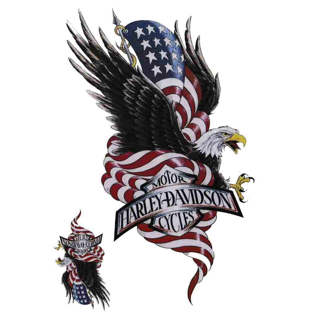 Temporary tattoo Aigle Harley Davidson Old School American Flag