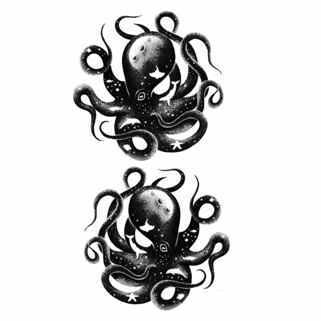Temporary Tattoo Sea / Ocean - Octopuses - Skindesigned, image size:1024x1024