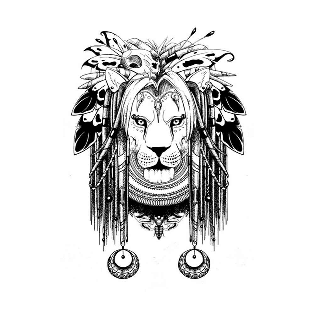 Non permanent tattoo - Rasta lion - fake tattoo - Skindesigned