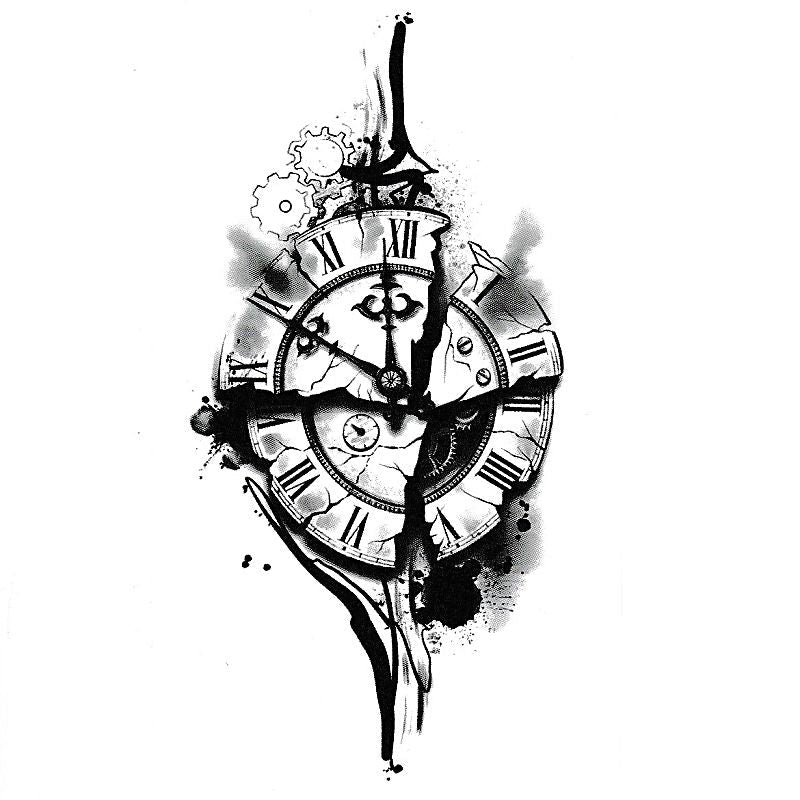 Time temporary tattoo Broken watch Skindesigned