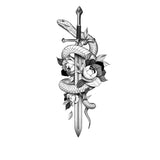 Temporary tattoo - Floral snake 5 - Peonies and sword - Skindesigned