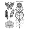 Temporary tattoo - Butterfly, Feathers, Mandala, Pendant and Lotus - Skindesigned