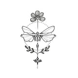 Geometric temporary tattoo - butterfly and flowers - Skindesigned