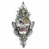 Temporary tattoo Head of Death, Lotus, Pink and Butterfly, Fake tattoo - Skindesigned