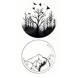 Temporary tattoo - Tree and mountain in circles - Skindesigned