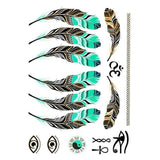 Ephemeral tattoo (temporary) - golden feathers, Egyptian eye and ohm - Skindesigned