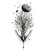 Temporary Tattoo Tree and Moon - Fake Tattoo Space