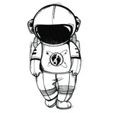 Non permanent fake tattoo - Cute astronaut, space - temporary tattoo