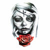 Temporary Tattoo,  - Santa Muerte Catrina and Red Rose - Skindesigned