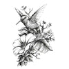 Temporary Tattoo Bird - Hummingbird and Flower - Fake Tattoo Woman