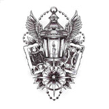 Temporary tattoo - Lantern, Wings, Queen and King Card - Compass