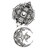Temporary tattoo - Crescent moon mandala - Women, space theme