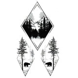 Wrist temporary tattoo - Bear and forest - Skindesigned
