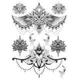 Temporary tattoo for women - Underboobs and lotus pack - Fake tattoo for breast, chest, between or under tits - Skindesigned