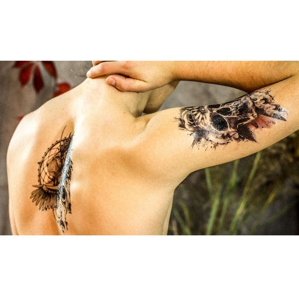 Ephemeral Tattoo (Temporary) Lion Dream Catcher - Big tattoo for arm or back