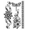Ephemeral Tattoo, Temporary - Dragonfly Henna Style Flower Bracelet