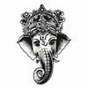 Fake tattoo - Indian elephant Ganesh with ohm and headdress - Woman