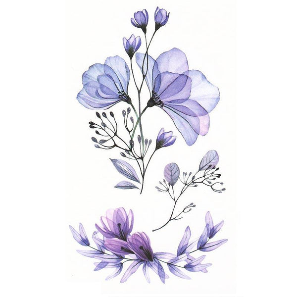 Women temporary tattoo Floral Sweetness - Blue Flower and Violet  Skindesigned