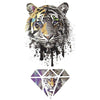 Temporary tattoo - Watercolored tiger and diamond - Skindesigned