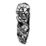 TEMPORARY TATTOO - Lion and wolf sleeve - Full arm fake tattoo decal