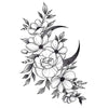 Large temporary tattoo - Peonies and flowers - Arm, back, leg tattoo - Skindesigned.