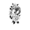 Temporary tattoo - ram skull and peonies - Legs, arms, forearms tattoo - Skindesigned