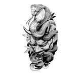 Japanese temporary tattoo Oni mask and snake - Skindesigned