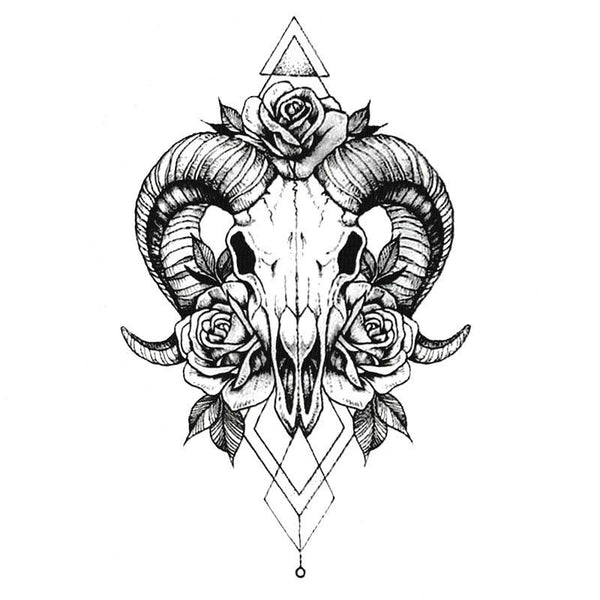 ram skull tattoo drawing