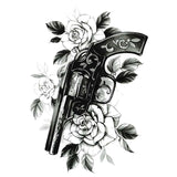Realistic ake tattoo - Guns and Roses 5 (pistol and rose) - Temporary tattoo