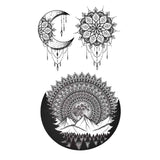 Ephemeral tattoo woman - moon and sun - Mandala mountain, wrist