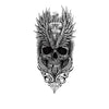 Temporary tattoo - Human skull, angel wings and time - Skindesigned