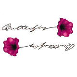 Woman temporary tattoo - Butterfly write on flower